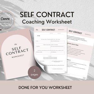 Selbstvertrags-Kundenarbeitsblatt, für Sie erledigt Bleimagnete, Coaching-Werkzeuge, Kundenarbeitsblatt, Coaching-Ressourcen für Rechenschaftspflicht, bearbeitbar