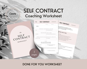 Self Contract Client Worksheet, Done For You Lead Magnets, Coaching Tools, Client Worksheet, Coaching Resources for Accountability, Editable