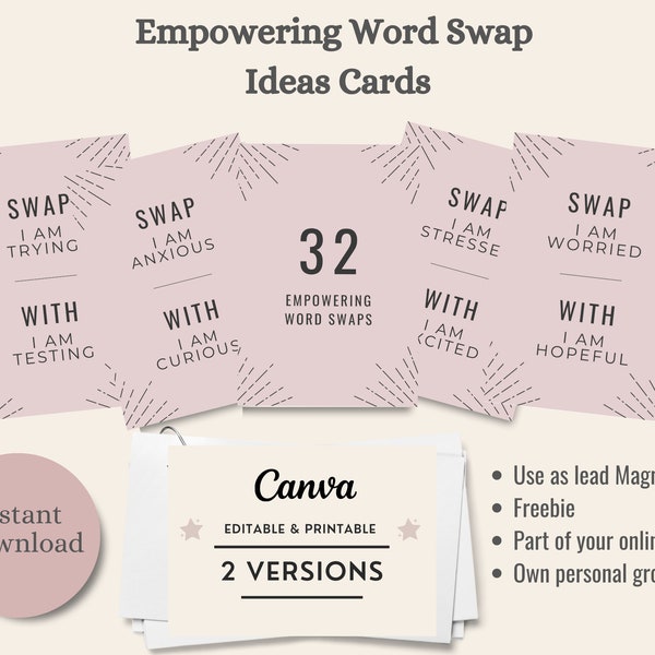 Word Swap Affirmation Cards: Affirmation Word Swap Cards Positive and Empowering Statements for a Self-Affirming Mindset Affirmation Cards