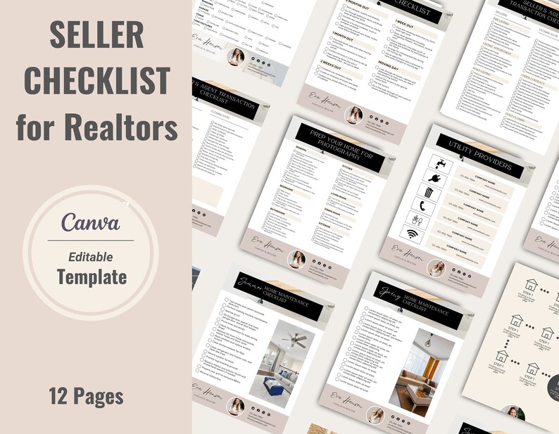 Real Estate Seller Checklist Canva Template Home Selling Checklist ...