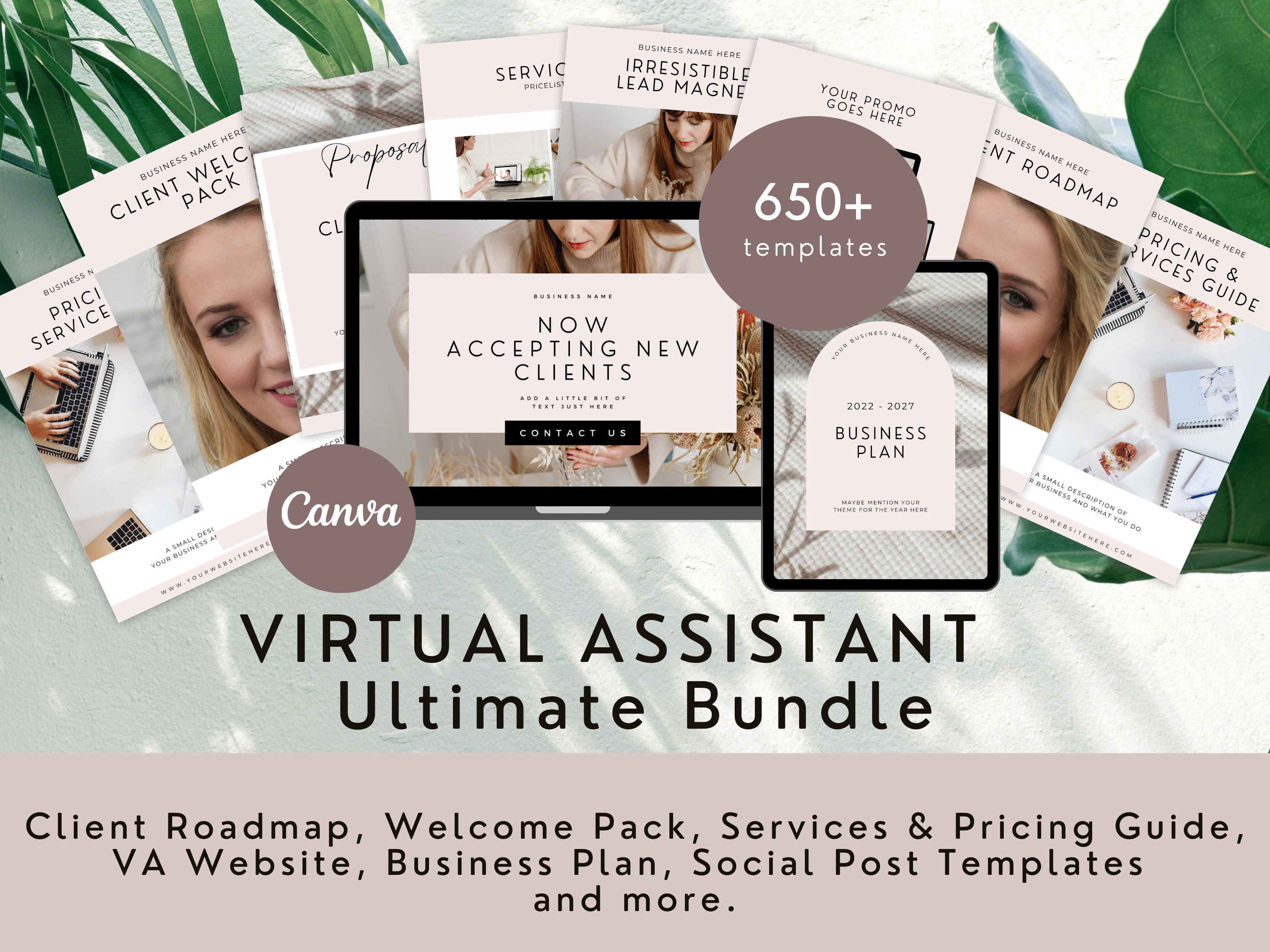 Virtual Assistant Bundle Client Welcome Pack Proposal Template Canva
