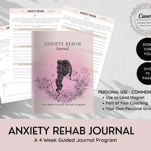 Diario guiado para la ansiedad / Cuaderno de ejercicios listo para usar / Ejercicios de atención plena / Herramientas para la salud mental
