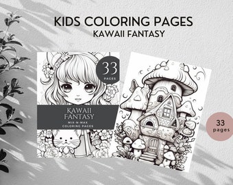 Kawaii Fantasy Coloring Pages for Kids, Cute Anime & Magical Creatures, Children's Colouring Sheets Printable