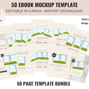 Editable Ebook Mockup Template Bundle - Canva Magazine & Lead Magnet Mockup, Canva Editable