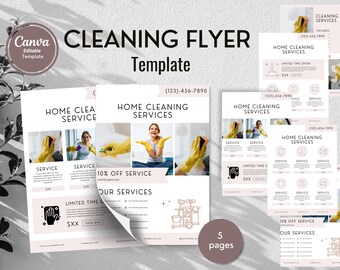 Cleaning Service Flyer, Housekeeping Flyer Home Cleaning Flyer Business Flyer DIY Flyer Template, Editable Canva Template Instant Download