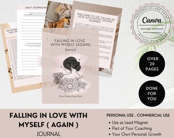 Self-Love Journal, Falling in Love with Myself (Again), Self-Care & Coaching Tools,  Life Coach, Done for You Lead Magnet, Editable Template
