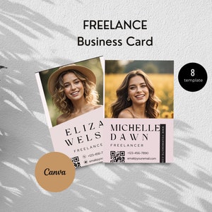 Aangepast freelance visitekaartje - DIY digitaal visitekaartje ontwerp, bewerkbare Canva-sjabloon
