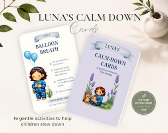 Luna's Calm-Down Cards | Children's Emotional Regulation Printable