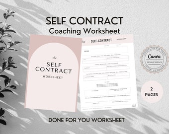 Self Contract Client Worksheet, Done For You Lead Magnets, Coaching Tools, Client Worksheet, Coaching Resources for Accountability, Editable