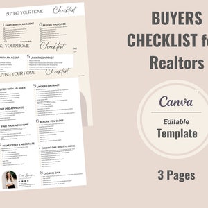 Real Estate Buyers Checklist, Template Home Buying Checklist, First ...