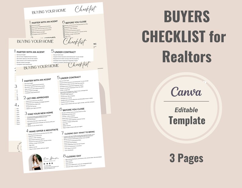 Real Estate Buyers Checklist, Template Home Buying Checklist, First ...
