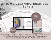 Editable Cleaning Schedule Bundle, Cleaning Business Templates, Home Cleaning Bundle, Canva Cleaning Website, Business Cards, Cleaner Flyer
