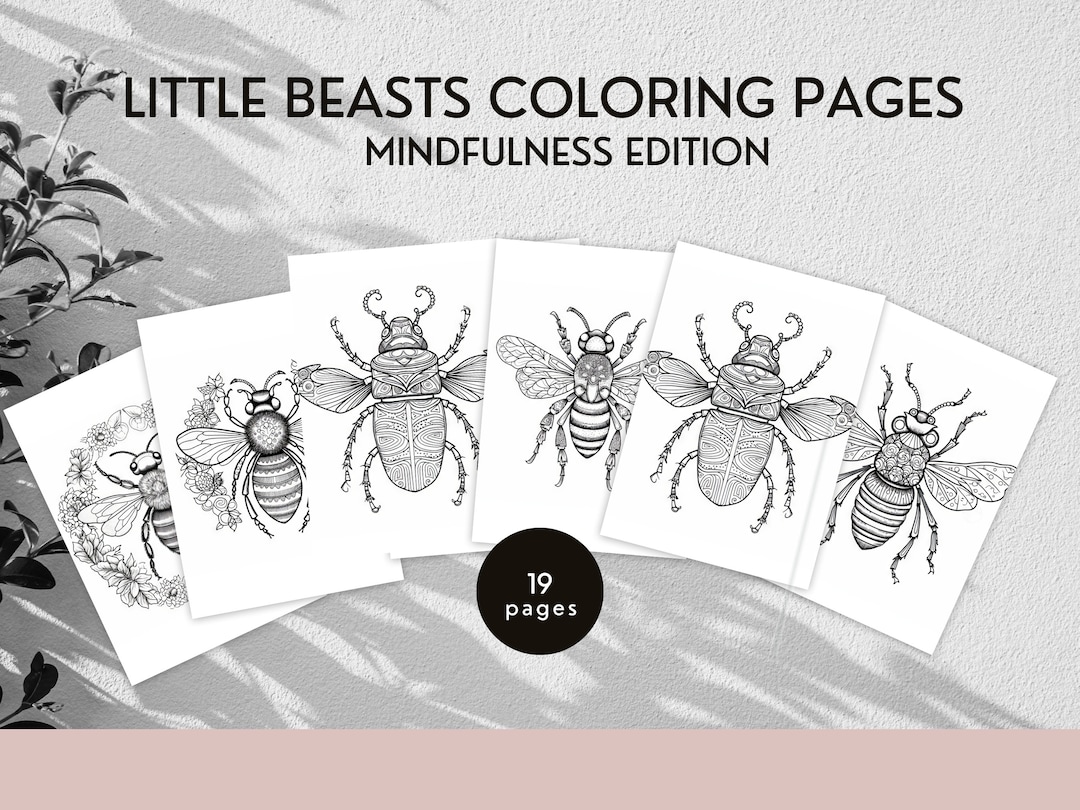 Little Beasts Coloring Pages for Adults Coloring Sheets for Stress ...