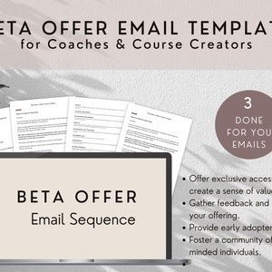 Beta Tester Coaching Email Sequence, Done For You Email Scripts, Email Automations for Coaches & Course Creators