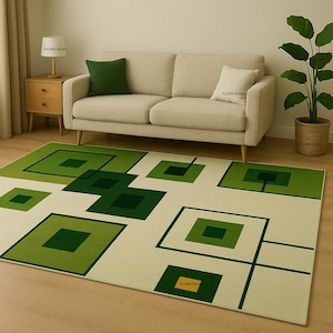 Handgetuft tapijt van Nieuw-Zeelandse wol: modern geometrisch vloerkleed
