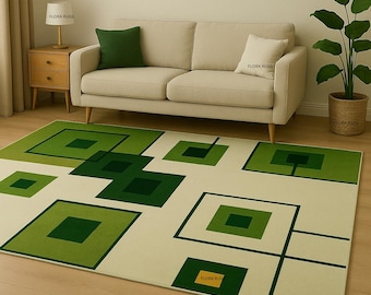 Hand Tufted New Zealand Wool Rug: Modern Geometric Area Rug