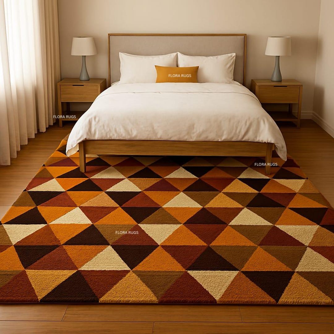 Hand-tufted Geometric Triangle Rug - Modern Earth Tone Wool Area Rug ...