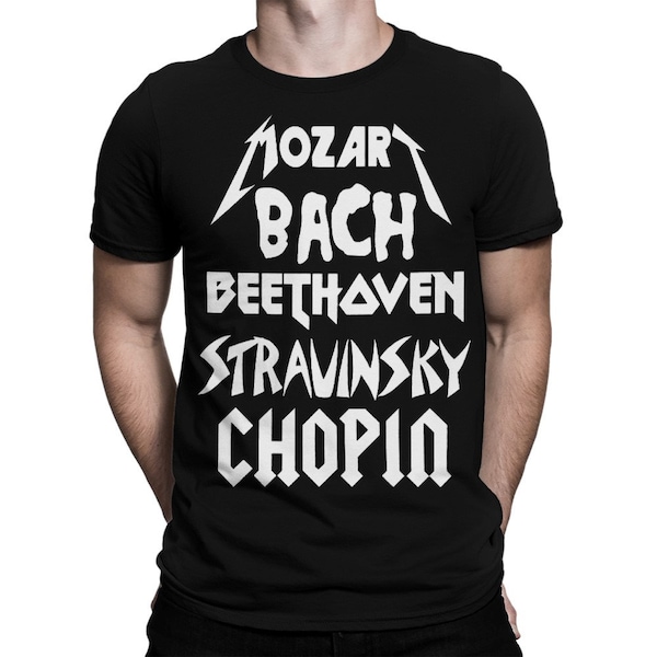 T-shirt style rock musique classique / T-shirt Beethoven Mozart Bach / Tailles hommes / femmes (blc-162)