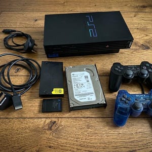 Modded PS2 Console Bundle: 2TB Hard Drive, 2 Controllers, RGB SCART Cable (Plug & Play)