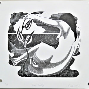 original relief print wood engraving