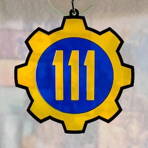 Fallout Vault 111 Faux Stained glass, suncatcher, christmas ornament