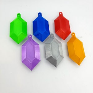 Handcrafted Legend of Zelda Rupee Ornament Set - 3D Printed Gaming Decor