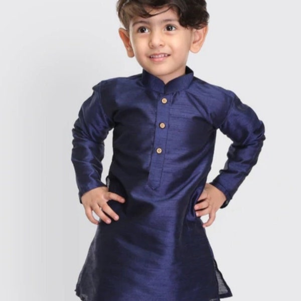 Seiden-Kurta für Kleinkinder, Baby- und Kinder-Kurta (fest) – Desi Boy Kurta, indischer Stil, Babyparty, perfekt für Zuhause, Baby-Geschenk, Jungen-Kurta-Set