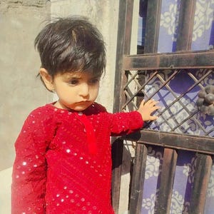 Chikankari Baby and Kids Toddler kurta Embowered mirror work beautiful party wear kurta Casual wedding kurta set