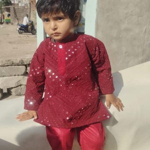 New Chikankari Baby and Kids Toddler kurta Embowered mirror work beautiful party wear kurta Casual wedding kurta set