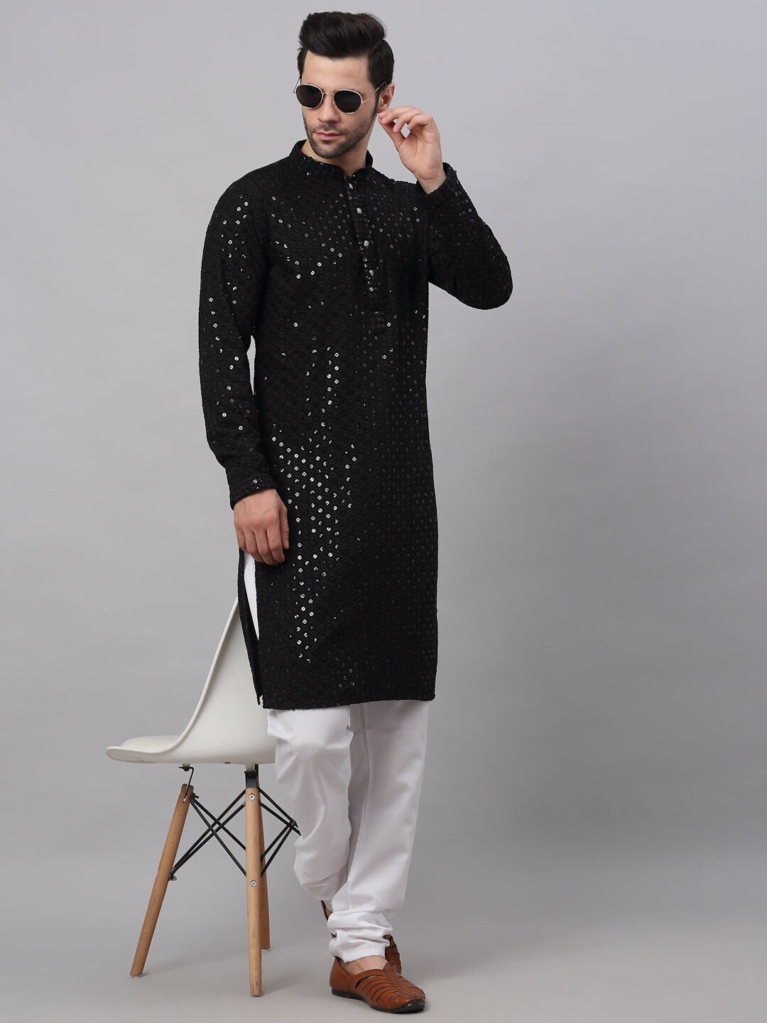 Casual Wedding Chikankari Sequin Kurta Men Beautiful Traditional Kurta ...