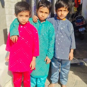 Beautiful Chikankari Baby and Kids Toddler New desing kurta Embowered mirror work beautiful party wear kurta Casual wedding kurta set