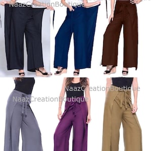 Open Leg Rayon Pant Split Pant Beach Pants Solid Summer Pants New Wrap Trousers, Boho Wide Leg Palazzo, 100% Rayon Wide Leg Wrap Pant