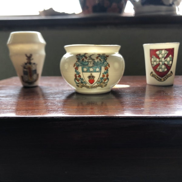 3 Vintage W H Goss Crested Ware Various Crests, Bone China