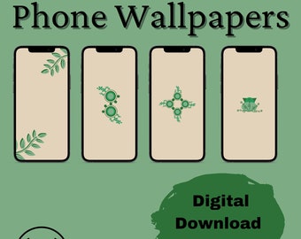 Downloadable phone wallpaper, Green art minimalist themed  iphone/android wallpapers| screensavers, instant download