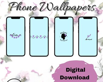 Downloadable phone wallpaper, Minimalist design with phrase and blue background themed iphone/android wallpapers| screensavers