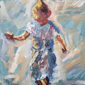 Oil painting oil pictures child sea beach vacation Alexander Diener art unique picture painting