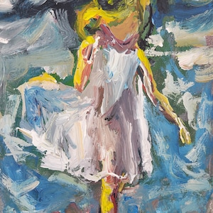 Oil painting oil paintings child sea water vacation Alexander Diener art unique picture painting collection collector&#39;s item
