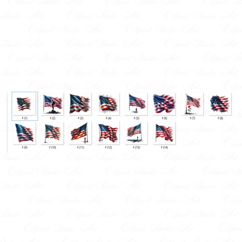 14 USA Flag Clipart, American Flag Day Clipart, Watercolor American ...
