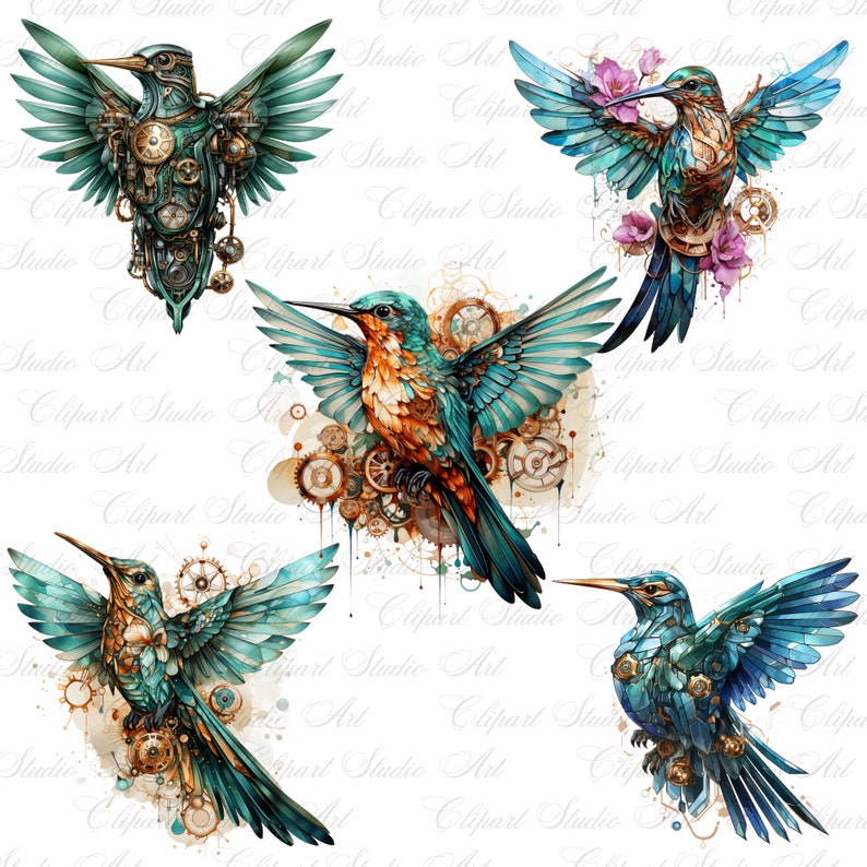 35 Steampunk Hummingbird Clipart, Steampunk Hummingbird Mechanical Bird ...