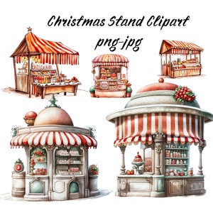 Christmas Stand Watercolor Clipart, Christmas Winter Clipart, Christmas Winter Porch Clipart, Watercolor Stand Winter Bundle Clipart PNG JPG