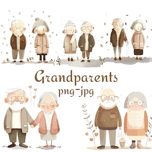Imágenes Prediseñadas de abuelos, imágenes prediseñadas familiares, imágenes prediseñadas de abuelo, imágenes prediseñadas de abuela, abuelos de acuarela 300 Dpı PNG Imágenes Prediseñadas