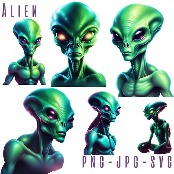 Allien Clipart, Space Alien Clipart, Celestial Alien Clipart, Unidentified Creatures Clipart, Realistic Alien Clipart, Clipart PNG JPG SVG