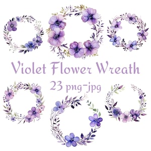 23 Clipart De Coroa De Flores Violetas, Chuveiro De Noiva De Casamento Clipart De Coroa De Flores Violetas, Clipart De Coroa De Flores Violetas Aquarela PNG JPG