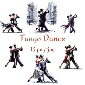 13 Tango Tanz Clipart, Paar tanzen Hot Tango Clipart, Aquarell Tango Tanz transparenter Hintergrund 300 Dpı PNG JPG Clipart