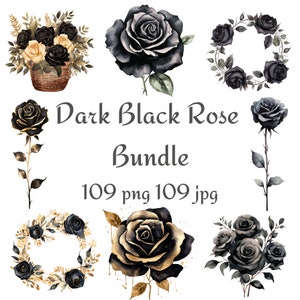109 Gold Glitter Dark Black Rose Kranz, Rosengeschenkkorb, Gold Glitter Rose, schwarze Rose, schwarze Rose Bouquet Paket, Clipart PNG JPG