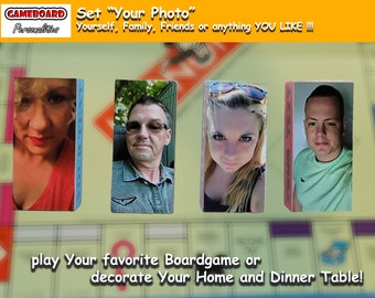 custom personalized Game Pieces from your Photos - Set of 4 | Unique Board Game Tokens - game accessories, Boost Family game night