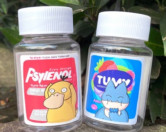 Psyduck and Munchlax Pill Bottle Pack - 80ml (Pokemon Container)