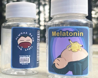 Snorlax Melatonin Pill Bottle - Container - 80ml