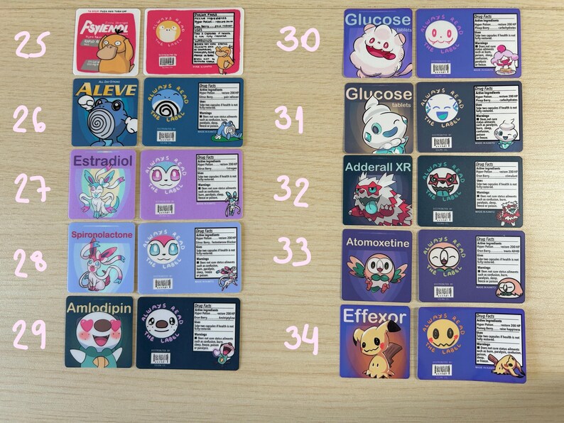 Label Stickers, Pokemon Labels Etsy
