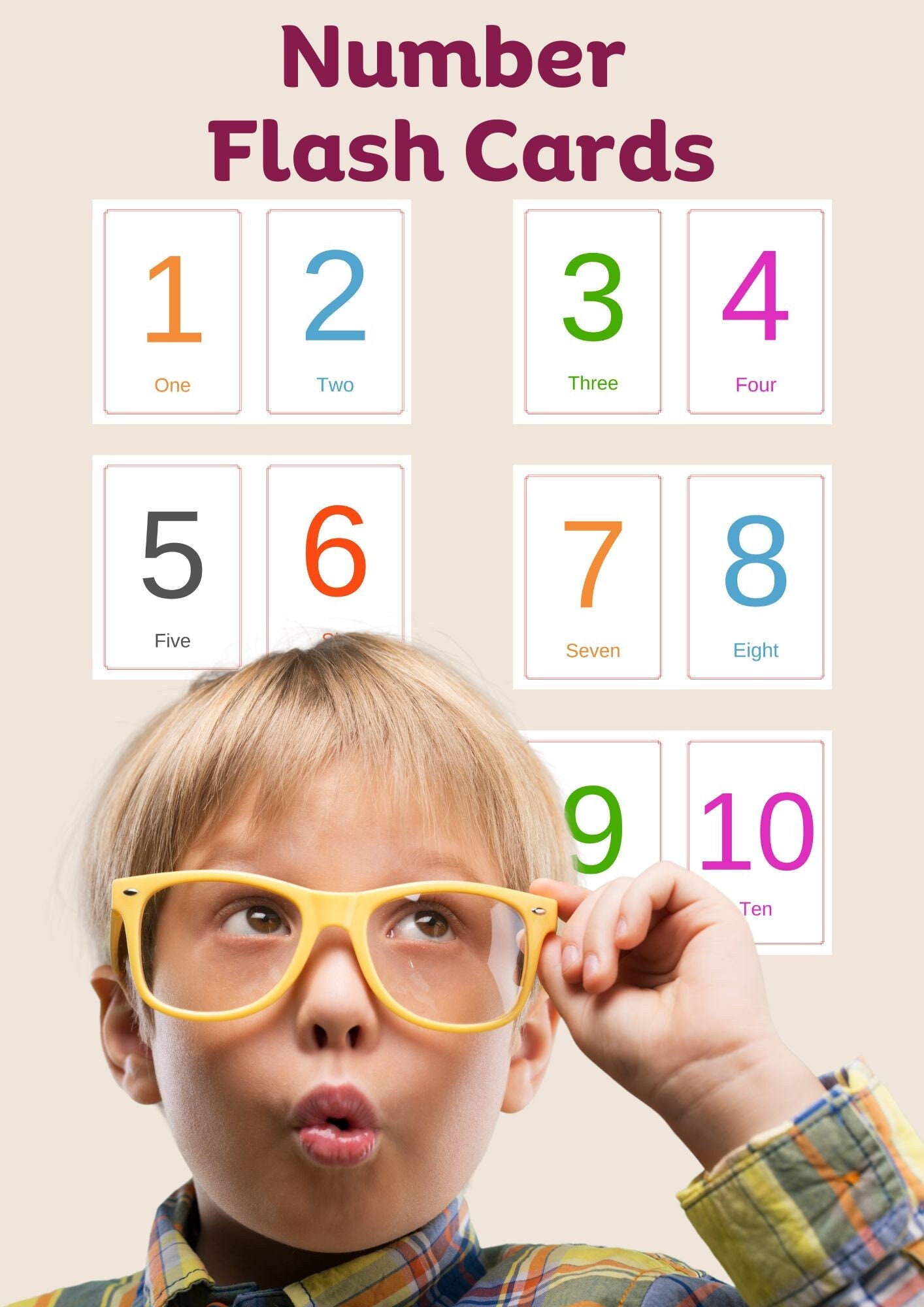 Number Flash Cards Preschool Counting Flash Cards Number Etsy